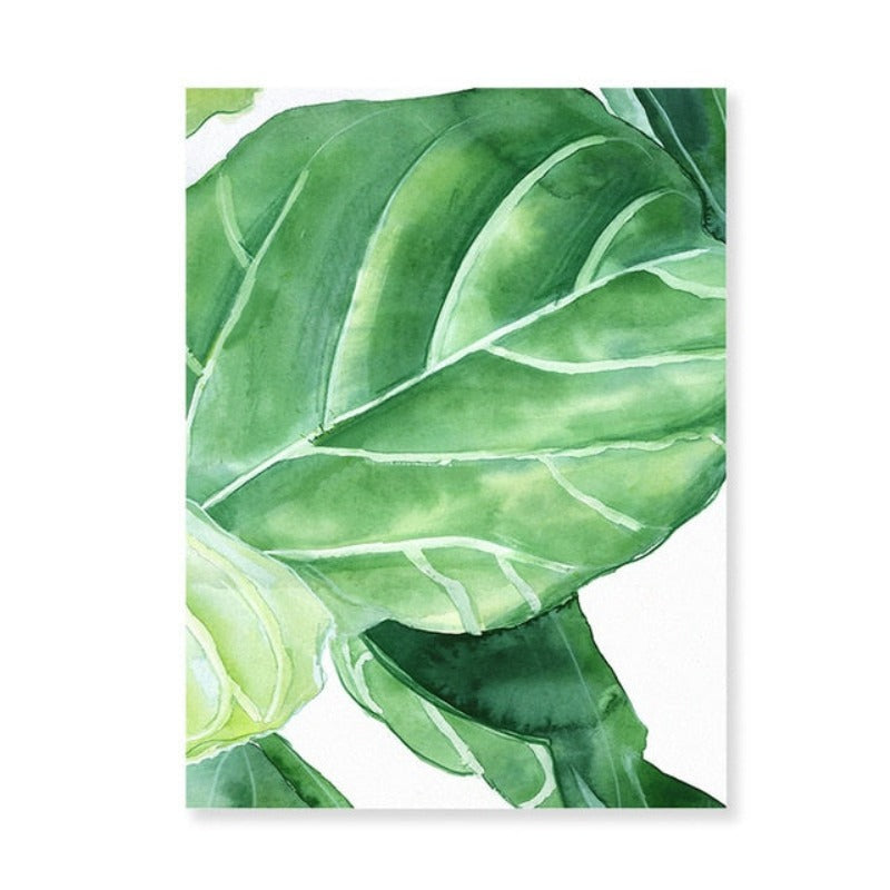 Moderne nordiske naturmotiv med tropiske blader – lerretbilde