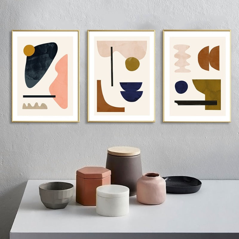 Geometrisk abstrakt Skandinavia Galleri - lerret veggkunst maleri