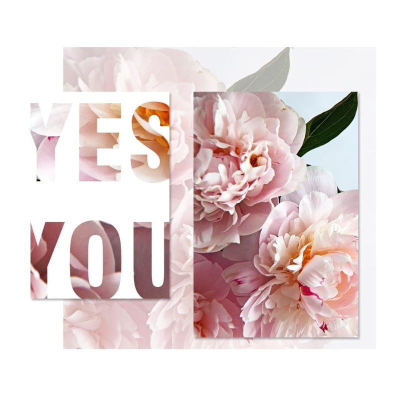 Pink Peony Floral Ja Du Kannst Sitater - Lerret Veggkunst Maleri