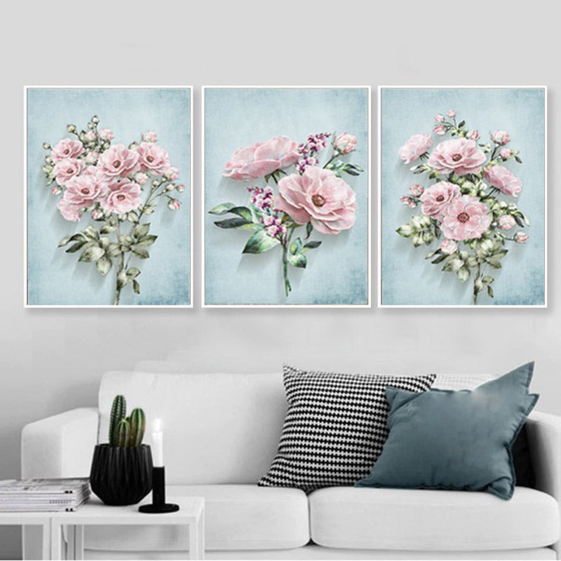 Moderne pastorale motiv med rosa blomster – lerretbilde
