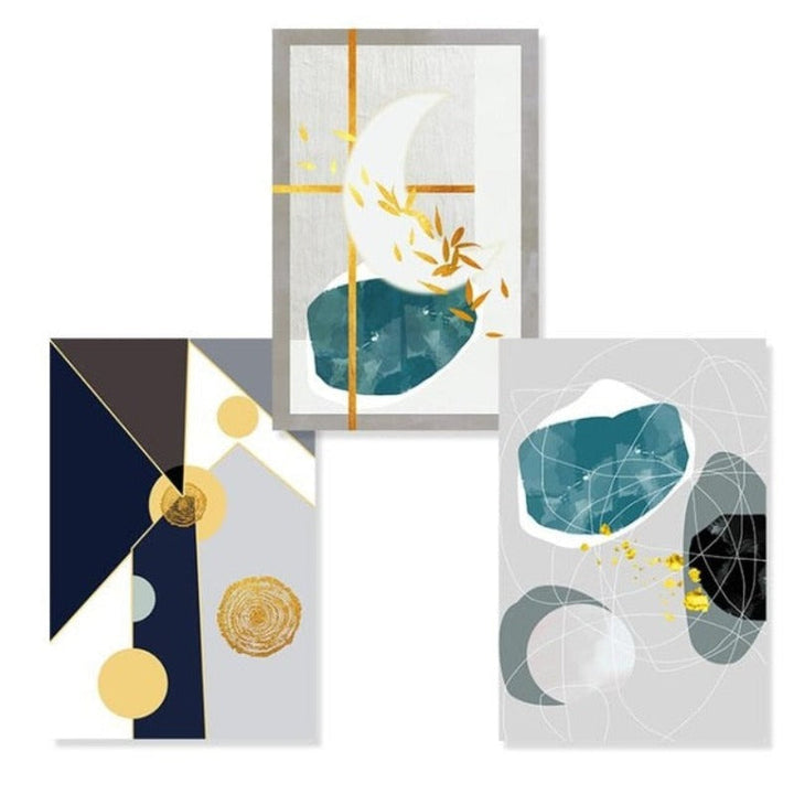 Geometriske Fargerike Design - Lerretsveggkunst Maleri