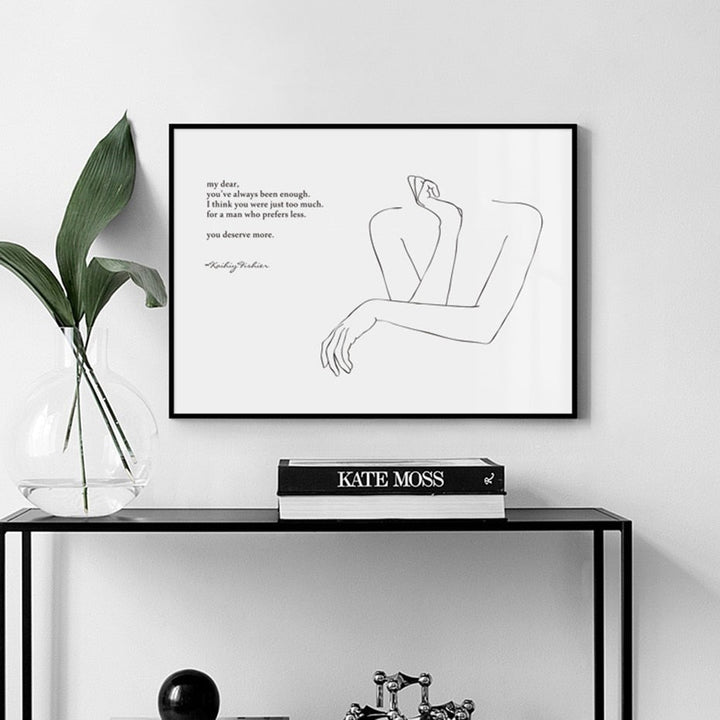 Skandinaviske plakater, rosemotiver, livssitat, minimalistisk – lerretbilde