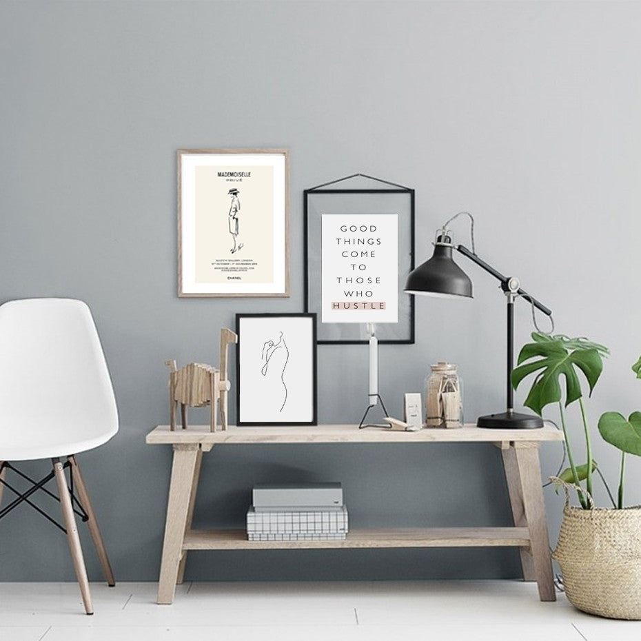 Skandinaviske plakater, rosemotiver, livssitat, minimalistisk – lerretbilde