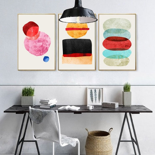 Abstrakt geometrisk akvarell – lerretsmaleri