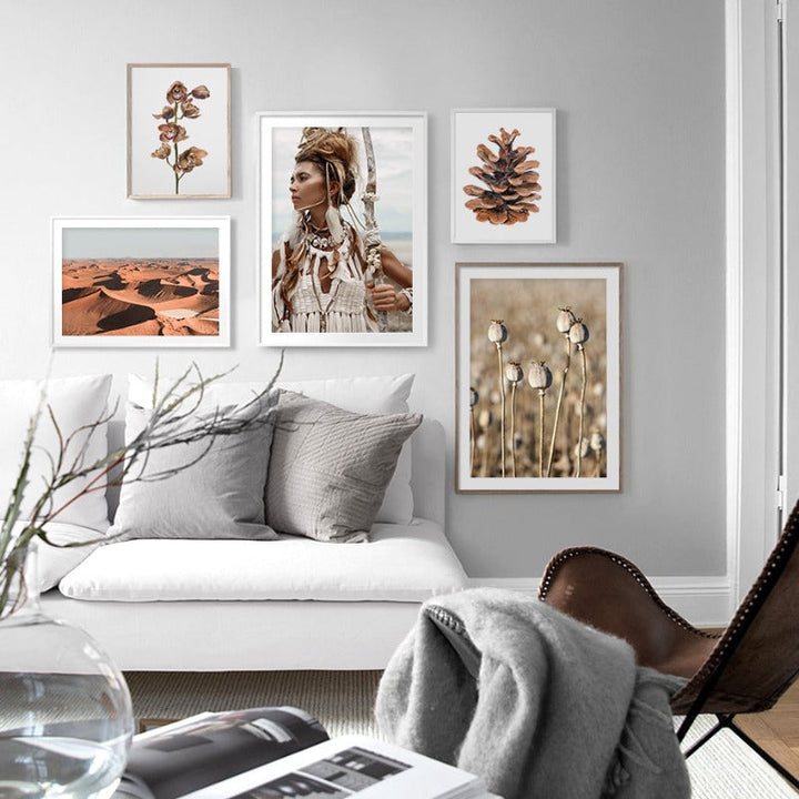 Moderne maleri med tørkede blomster – lerretbilde