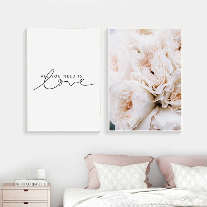 Blush Pink Pioner Veggkunst Bilder - Lerret Veggkunst Maleri | Skanto