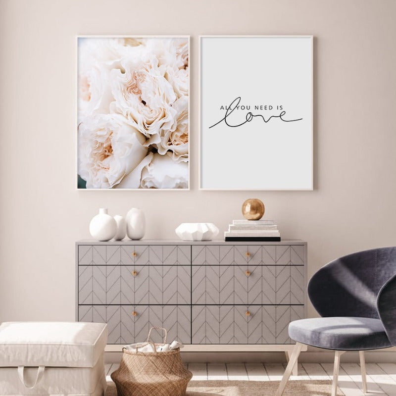 Blush Pink Pioner Veggkunst Bilder - Lerret Veggkunst Maleri | Skanto