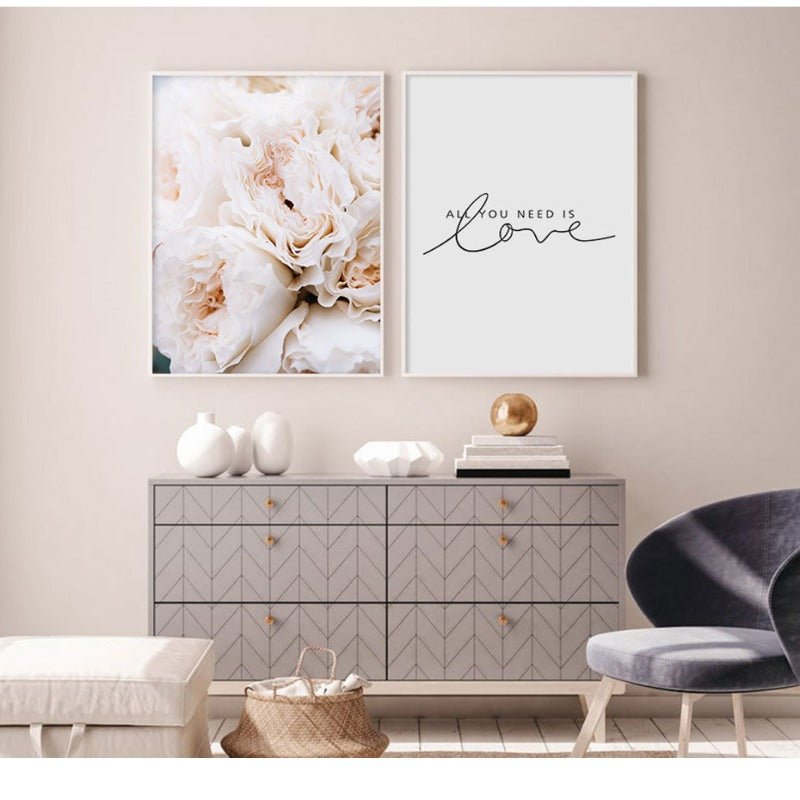 Blush Pink Pioner Veggkunst Bilder - Lerret Veggkunst Maleri | Skanto