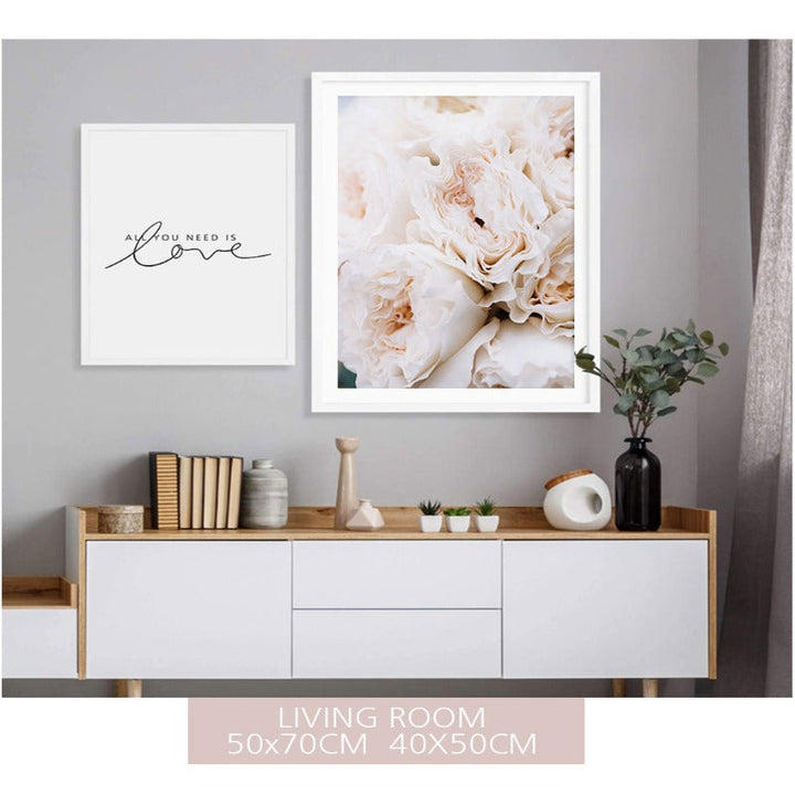 Blush Pink Pioner Veggkunst Bilder - Lerret Veggkunst Maleri | Skanto