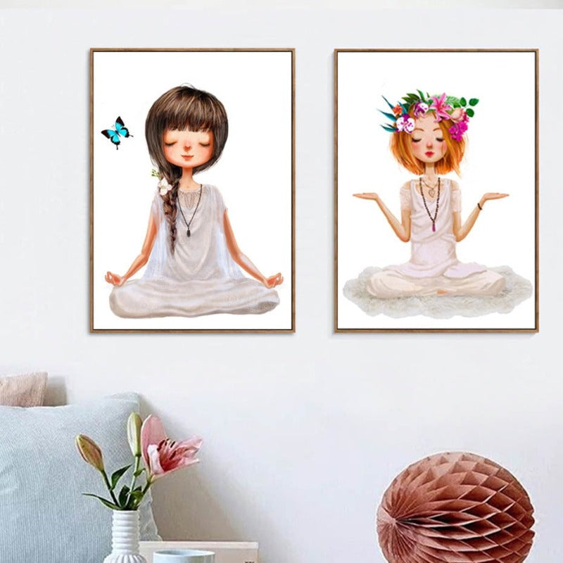 Vakkert yoga-jente-plakat - lerret veggkunst maling