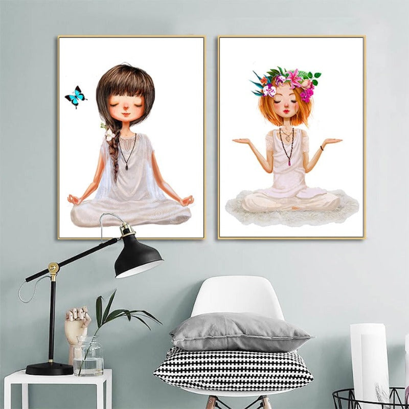 Vakkert yoga-jente-plakat - lerret veggkunst maling