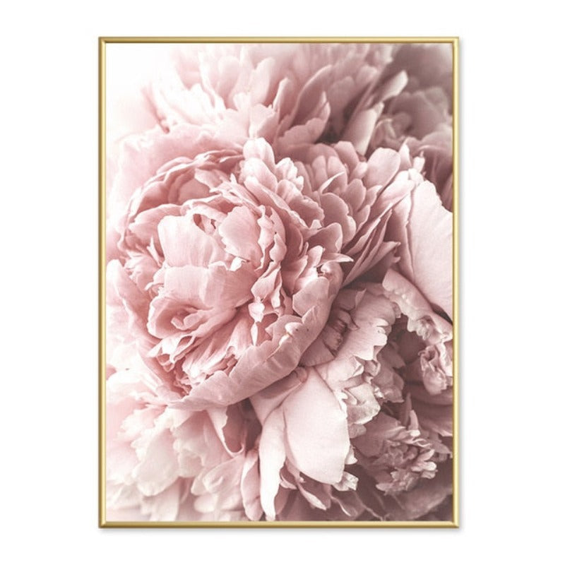 Moderne minimalistisk bokstavmaleri med rosa peonblomst – lerretsbilde