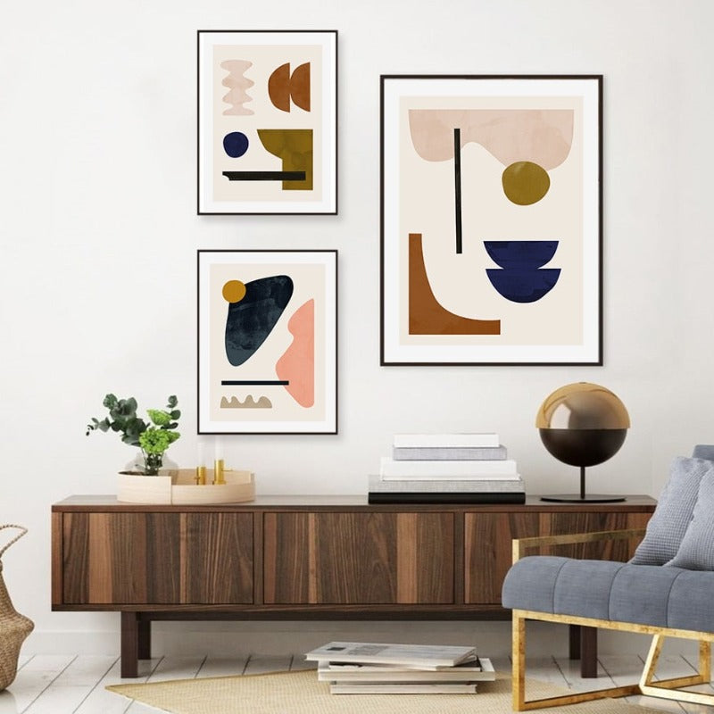 Geometrisk abstrakt Skandinavia Galleri - lerret veggkunst maleri