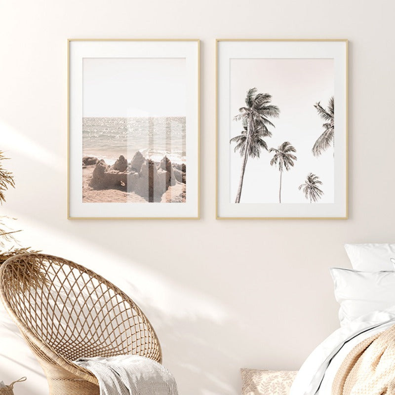 Palm Tree Landskap Bohemsk Stil - Lerret Veggkunst Maleri