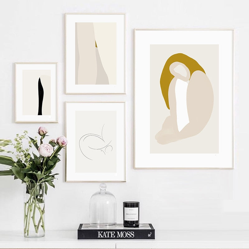 Minimalistisk geometrisk grafisk abstrakt galleri - lerret veggkunst maleri