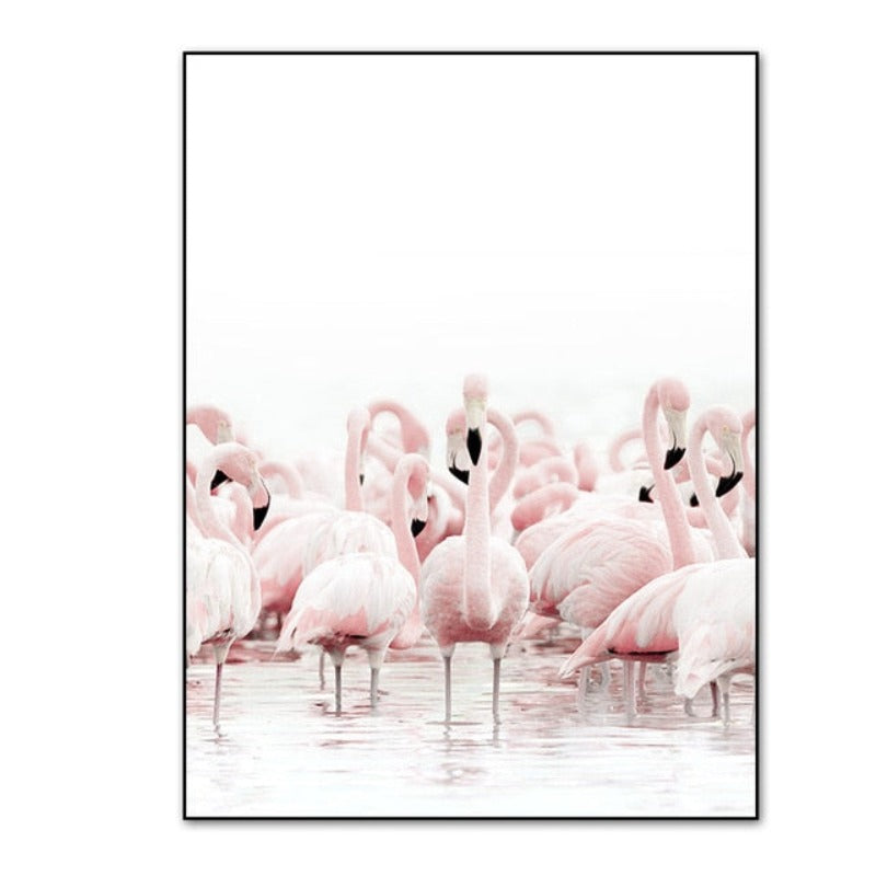 Moderne rosa Flamingo-blomsterbilde på lerret