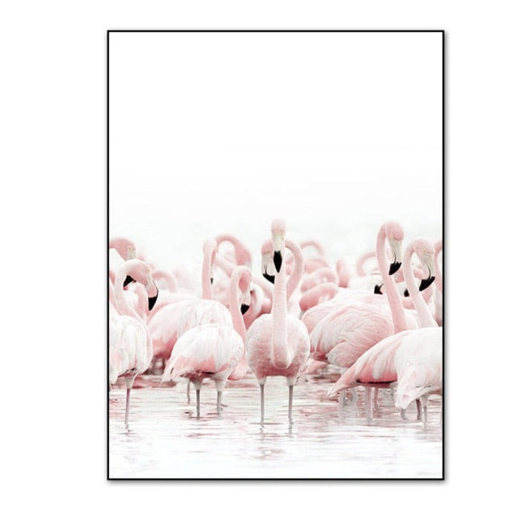 Moderne rosa Flamingo-blomsterbilde på lerret