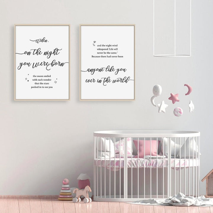 Baby og foreldrenavn personalisert - lerret veggkunst maleri | Skanto
