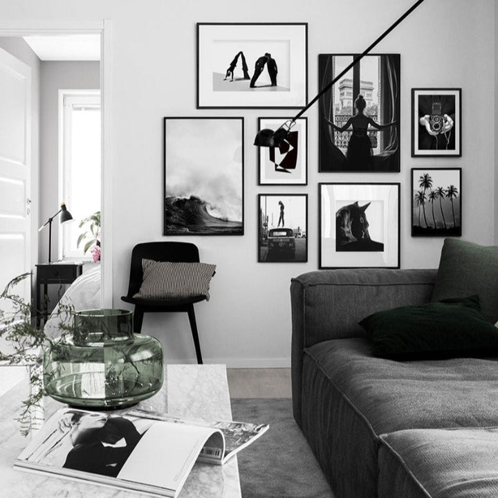 Abstrakt Skandinavisk Svart Hvit Veggkunst Bilder - Lerret Veggkunst Maleri | Skanto