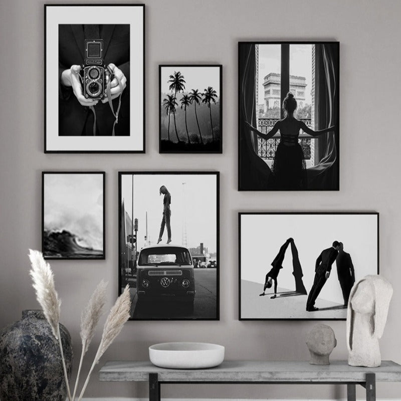 Abstrakt Skandinavisk Svart Hvit Veggkunst Bilder - Lerret Veggkunst Maleri | Skanto