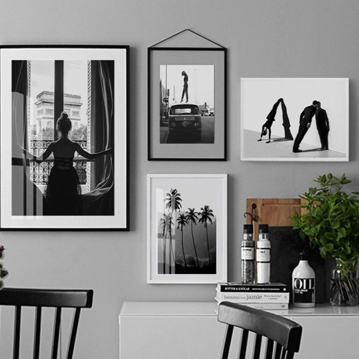 Abstrakt Skandinavisk Svart Hvit Veggkunst Bilder - Lerret Veggkunst Maleri | Skanto