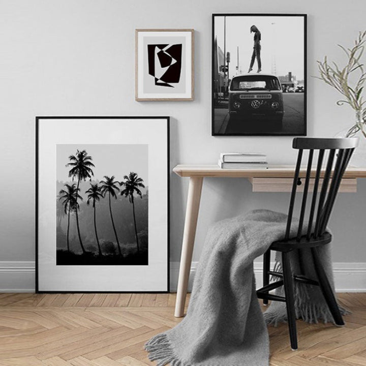 Abstrakt Skandinavisk Svart Hvit Veggkunst Bilder - Lerret Veggkunst Maleri | Skanto