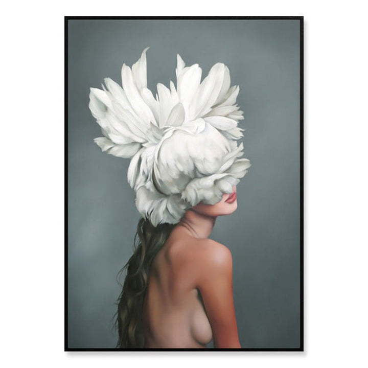 Floral Girl Veggkunst Bilder Skjønnhet - Lerret Veggkunst Maleri