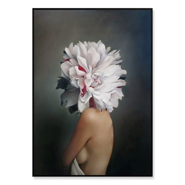 Floral Girl Veggkunst Bilder Skjønnhet - Lerret Veggkunst Maleri