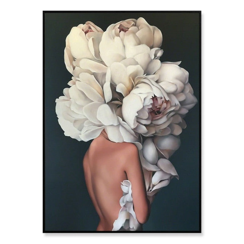 Floral Girl Veggkunst Bilder Skjønnhet - Lerret Veggkunst Maleri