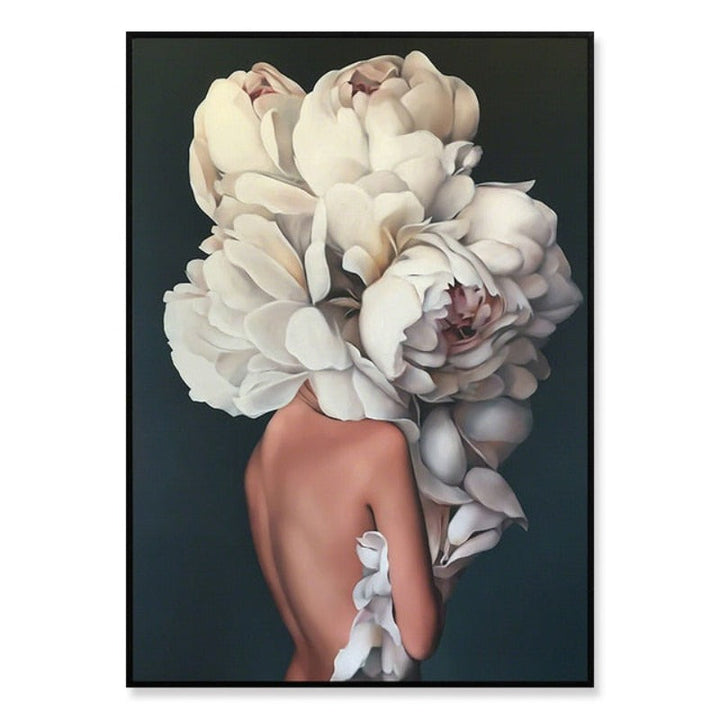 Floral Girl Veggkunst Bilder Skjønnhet - Lerret Veggkunst Maleri