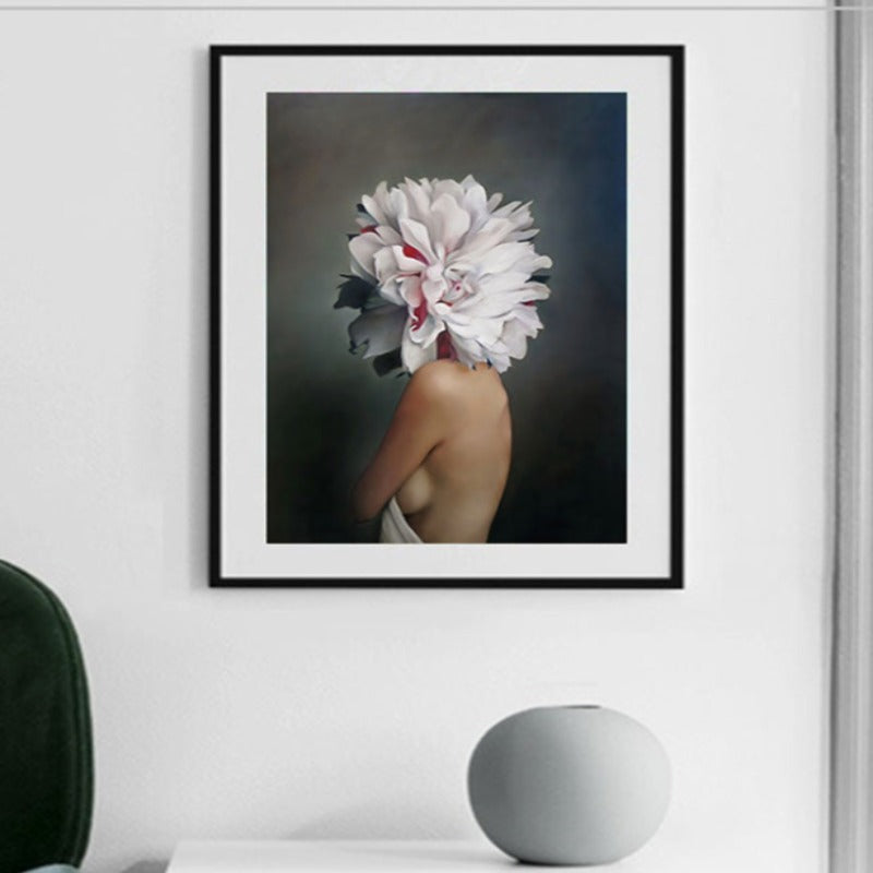 Floral Girl Veggkunst Bilder Skjønnhet - Lerret Veggkunst Maleri