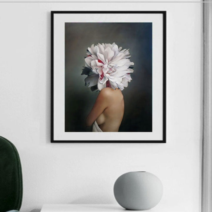Floral Girl Veggkunst Bilder Skjønnhet - Lerret Veggkunst Maleri