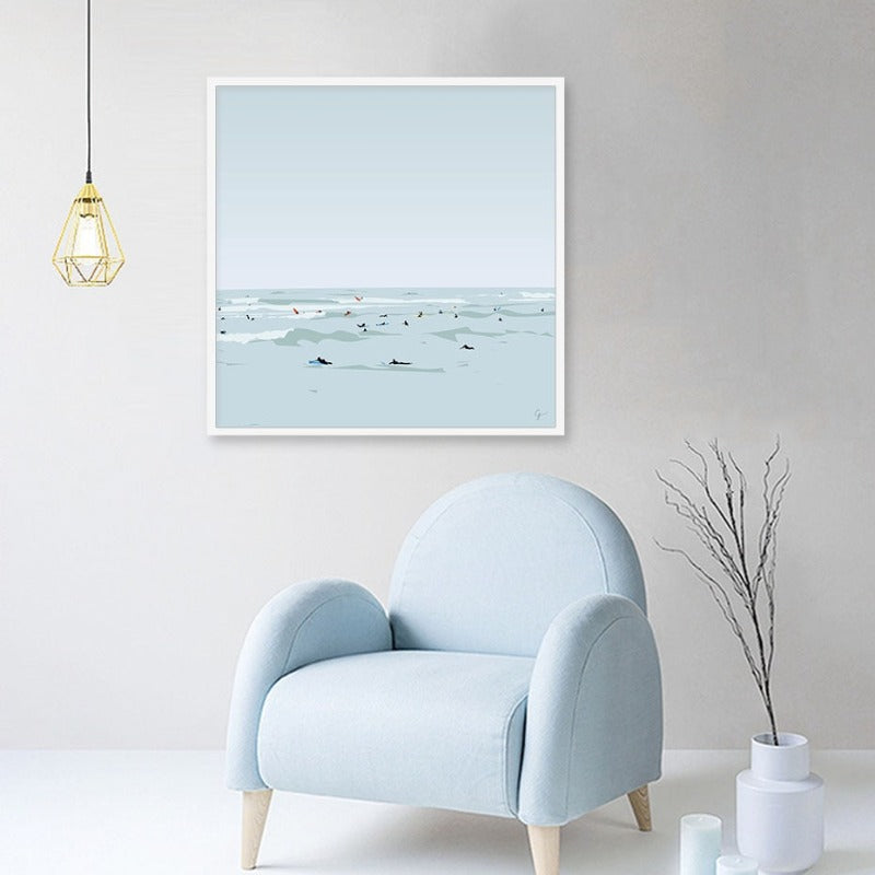 Dive In Ocean - Lerret Veggkunst Maleri