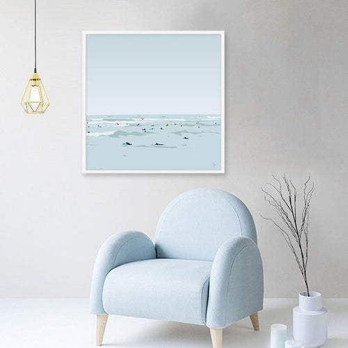 Dive In Ocean - Lerret Veggkunst Maleri