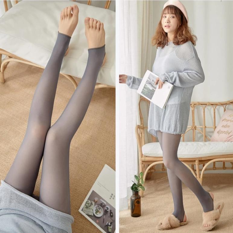Fake Translucent Warm Fleece Strømpebukser | Skanto