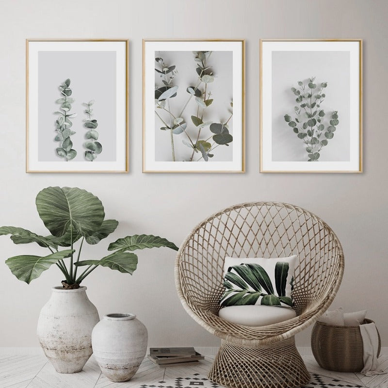 Botaniske Eukalyptusblader - Lærret Veggkunst Maleri | Skanto
