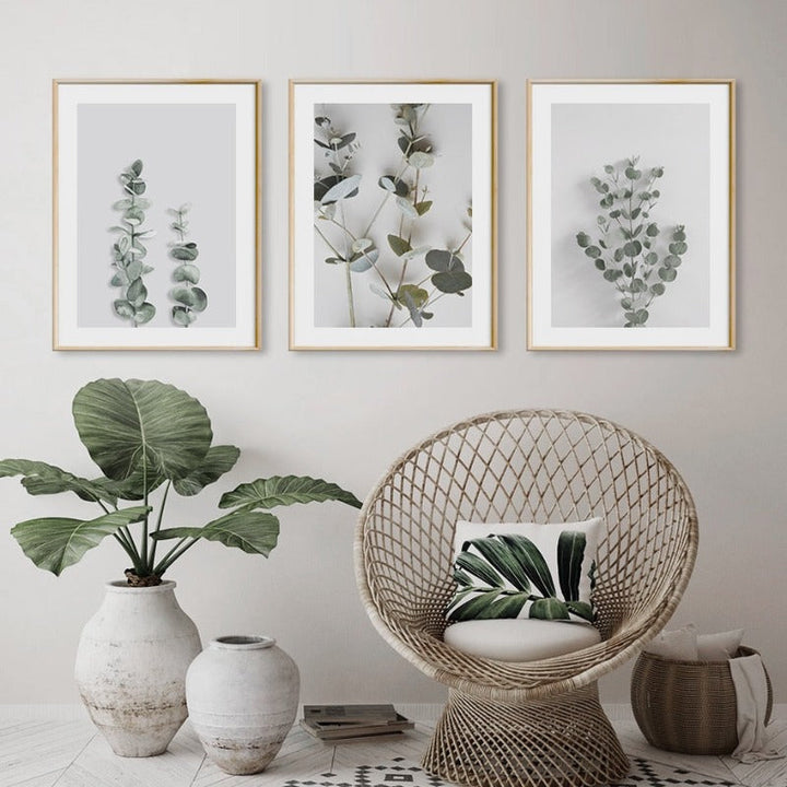 Botaniske Eukalyptusblader - Lærret Veggkunst Maleri | Skanto