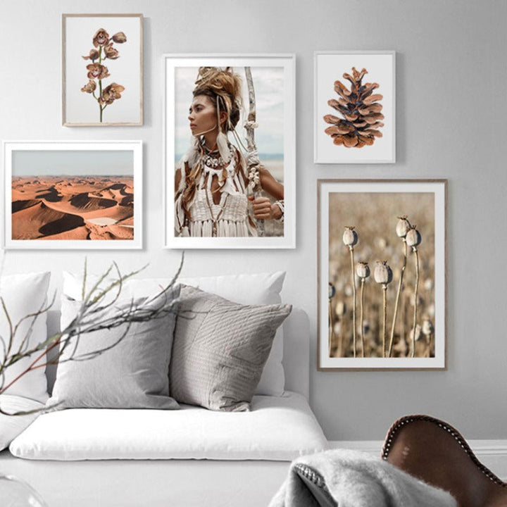 Moderne maleri med tørkede blomster – lerretbilde