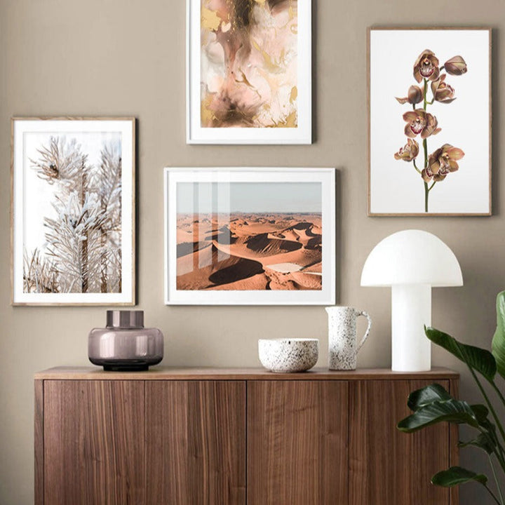Moderne maleri med tørkede blomster – lerretbilde