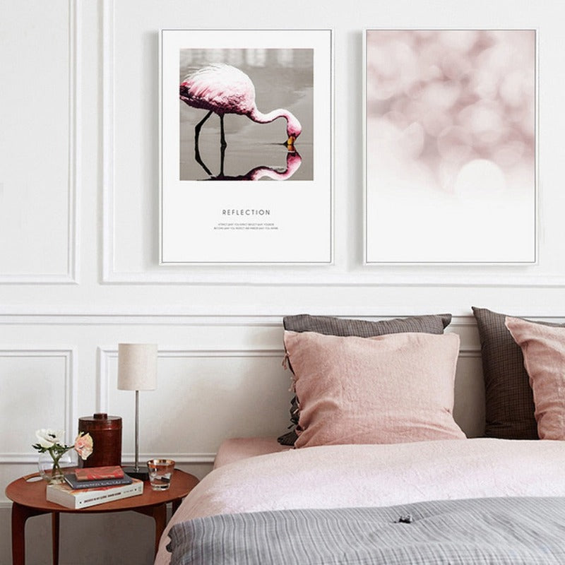 Flamingo Reflection - Lerret Veggkunst Maleri