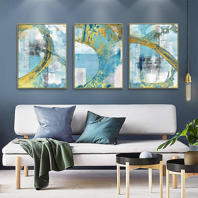 Blå trykkplakat - lerret veggkunstmaleri | Skanto