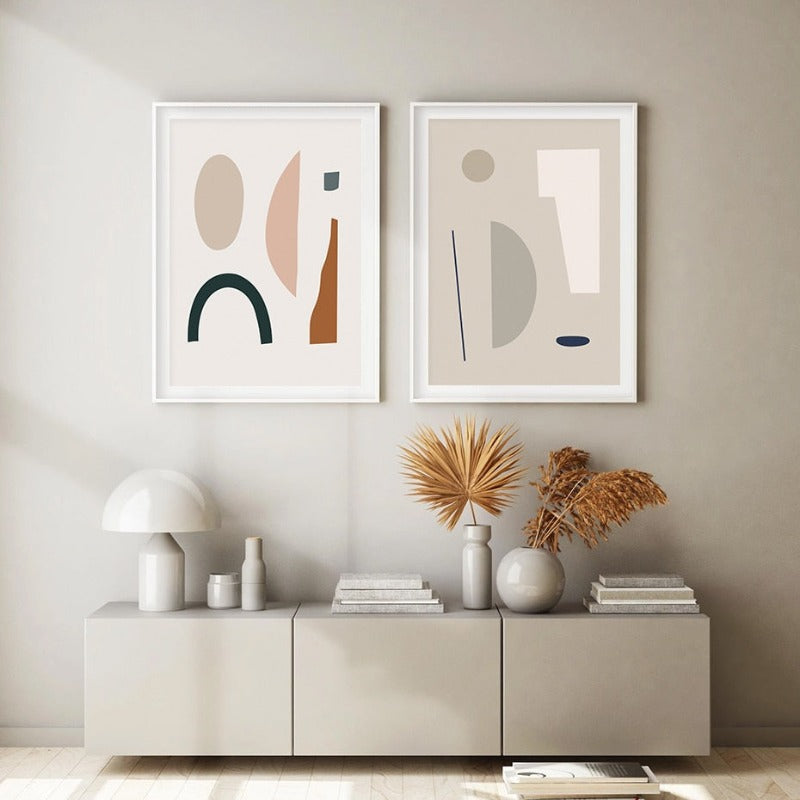 Moderne Trend Geometrisk Abstrakt Fargeblokk - Lerret Veggkunst Maleri