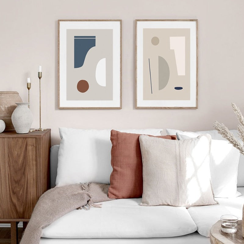 Moderne Trend Geometrisk Abstrakt Fargeblokk - Lerret Veggkunst Maleri