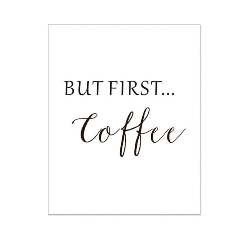 Men først kaffe - Lerret veggkunst maleri | Skanto