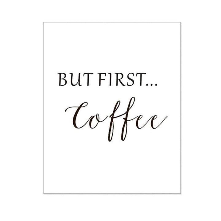Men først kaffe - Lerret veggkunst maleri | Skanto