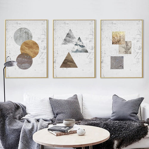 Vintage abstrakt geometrisk lerretsmaleri