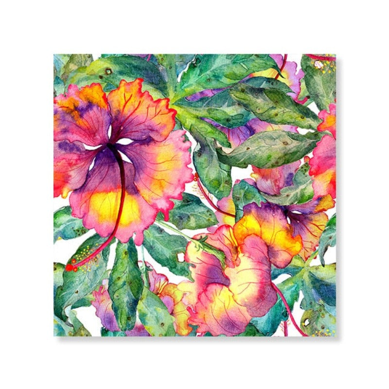 Blå Rosa Floral - Lerret Veggkunst Maleri | Skanto