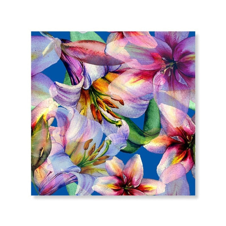 Blå Rosa Floral - Lerret Veggkunst Maleri | Skanto