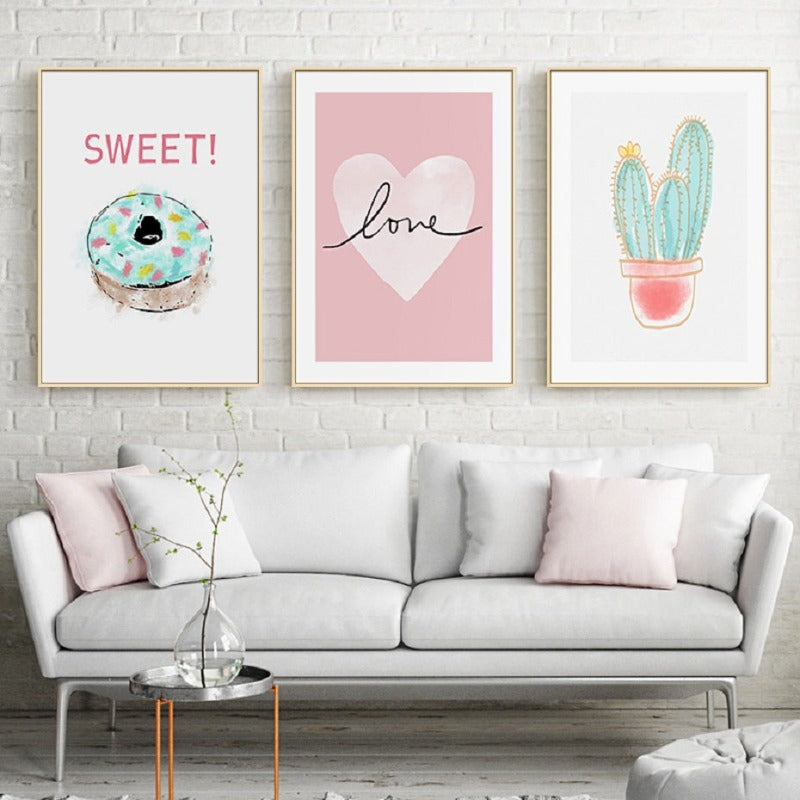 Pink Sweet-Heart Skandinavia - Lærred Veggkunst Maleri