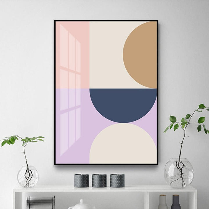 Geometrisk fargeblokker - plakat og trykk - lerret veggkunst maleri